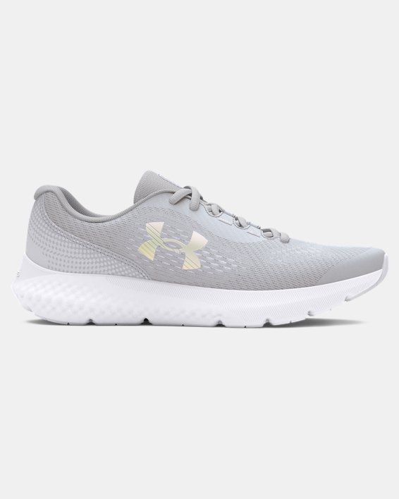 Girls' Grade School UA Rogue 4 Running Shoes in Gray image number 0